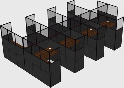 Shared l-shaped cubicle