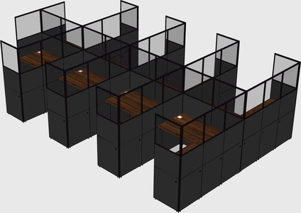 Shared l-shaped cubicle