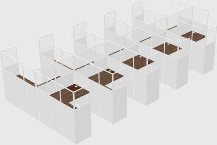 Shared l-shaped cubicle