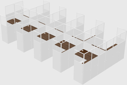 Shared l-shaped cubicle