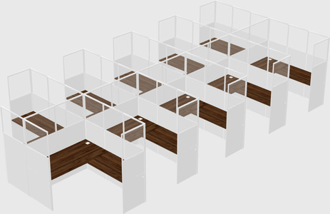 Shared l-shaped cubicle