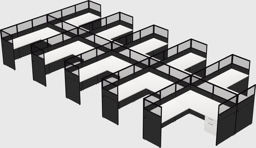 Shared l-shaped cubicle