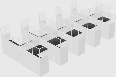 Shared l-shaped cubicle