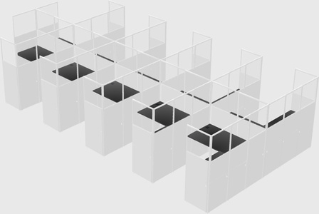 Shared l-shaped cubicle