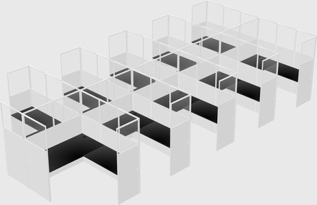 Shared l-shaped cubicle