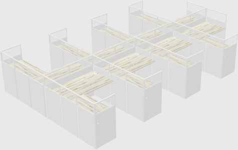 Shared l-shaped cubicle