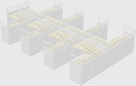 Shared l-shaped cubicle