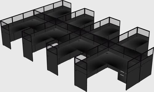 Shared l-shaped cubicle