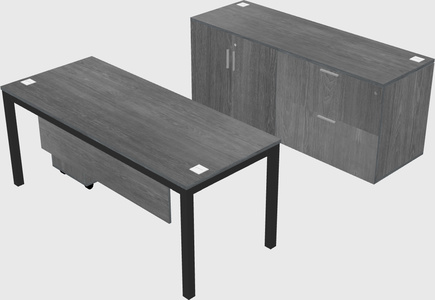 Parallel desk with credenza