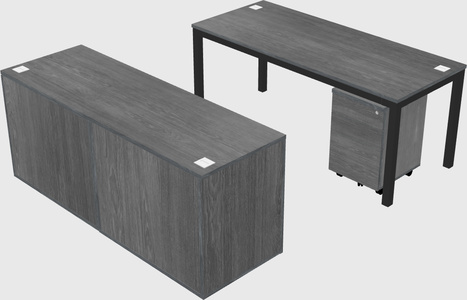 Parallel desk with credenza