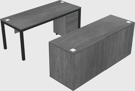 Parallel desk with credenza