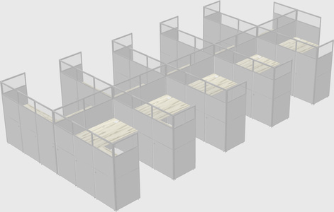 Shared l-shaped cubicle