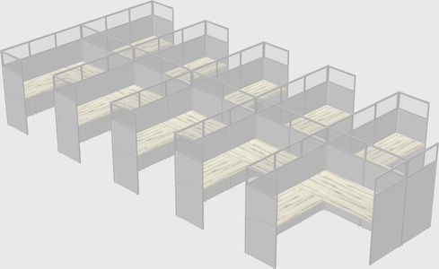 Shared l-shaped cubicle