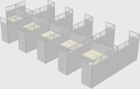 Shared l-shaped cubicle