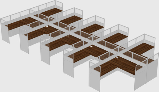 Shared l-shaped cubicle