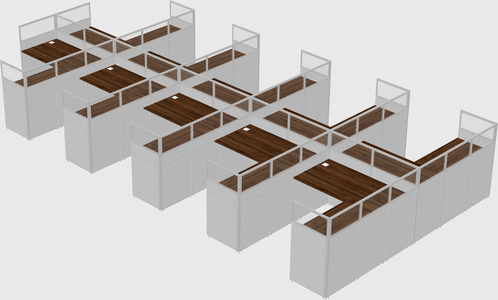 Shared l-shaped cubicle