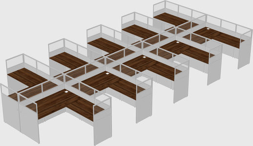 Shared l-shaped cubicle