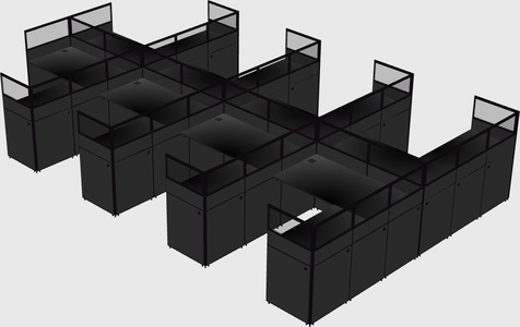 Shared l-shaped cubicle