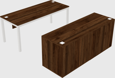 Parallel desk with credenza