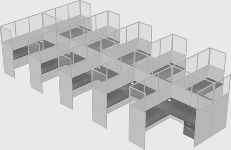 Shared l-shaped cubicle