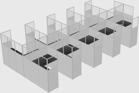 Shared l-shaped cubicle