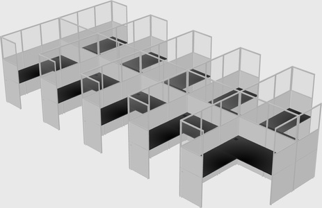 Shared l-shaped cubicle