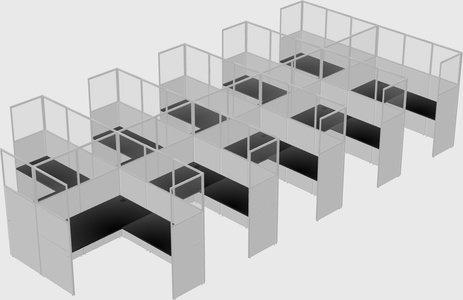 Shared l-shaped cubicle