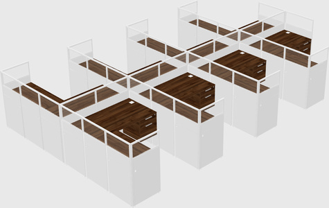 Shared l-shaped cubicle