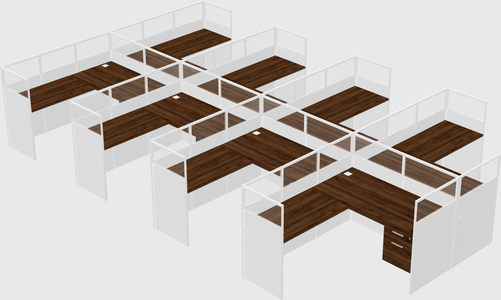 Shared l-shaped cubicle