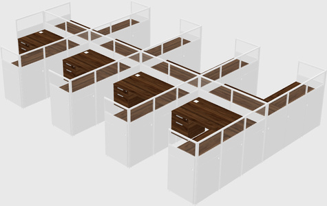Shared l-shaped cubicle