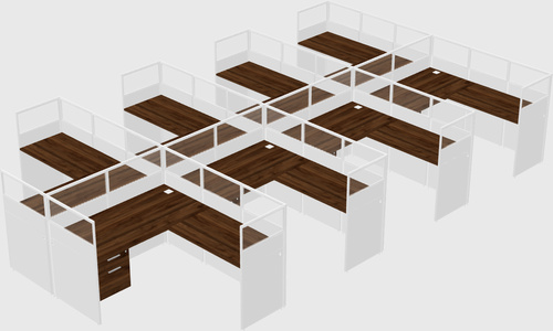 Shared l-shaped cubicle