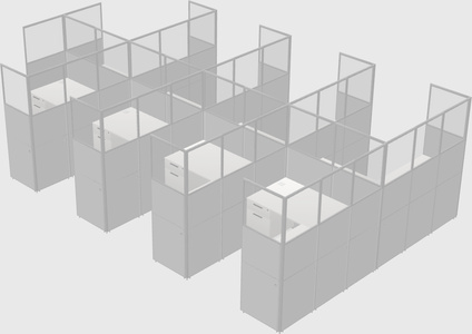 Shared l-shaped cubicle