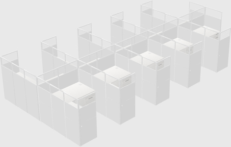 Shared l-shaped cubicle