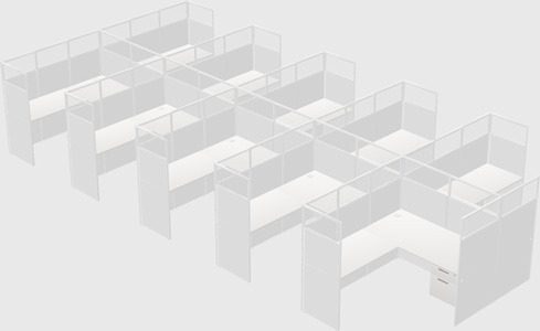 Shared l-shaped cubicle