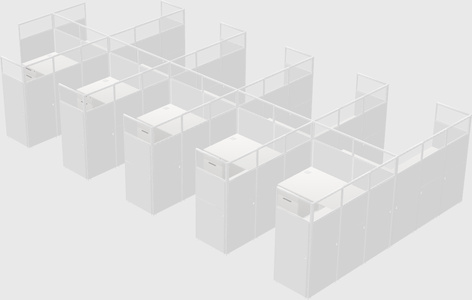 Shared l-shaped cubicle