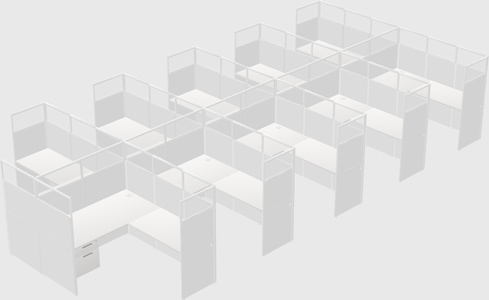 Shared l-shaped cubicle