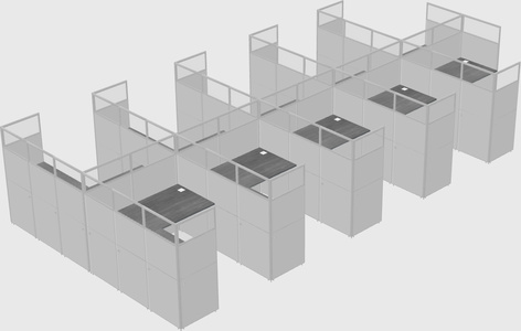 Shared l-shaped cubicle