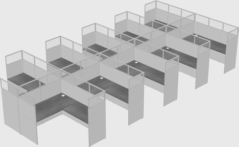 Shared l-shaped cubicle