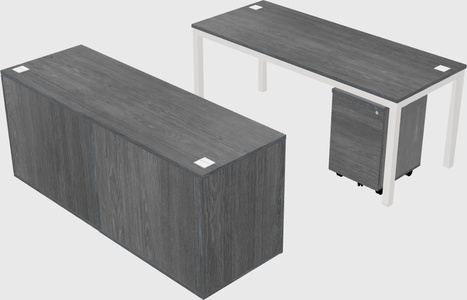 Parallel desk with credenza