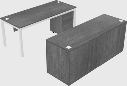 Parallel desk with credenza