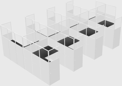 Shared l-shaped cubicle
