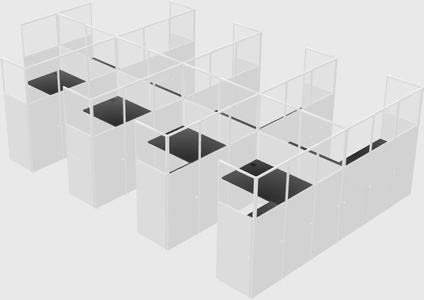 Shared l-shaped cubicle