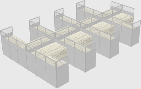 Shared l-shaped cubicle