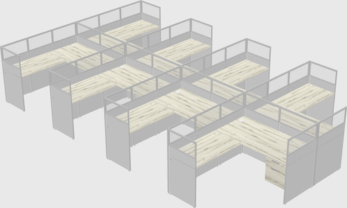 Shared l-shaped cubicle
