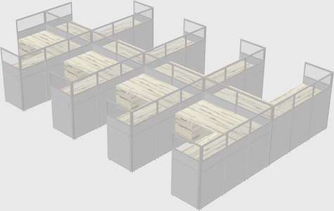 Shared l-shaped cubicle