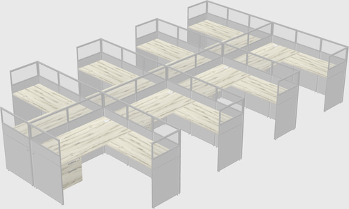 Shared l-shaped cubicle