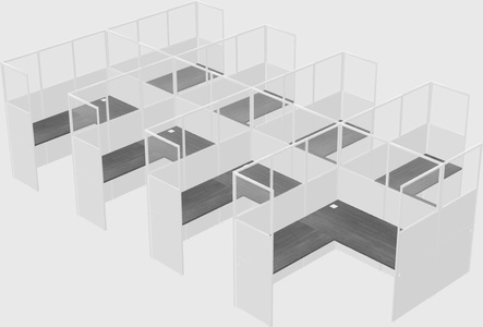 Shared l-shaped cubicle