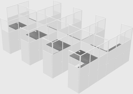 Shared l-shaped cubicle