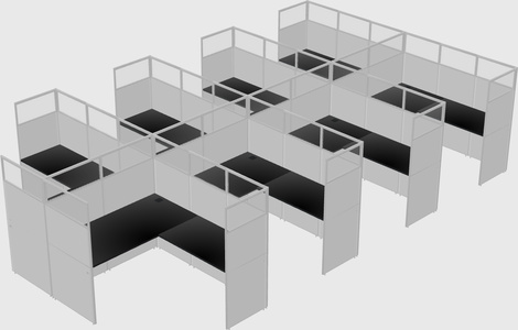 Shared l-shaped cubicle