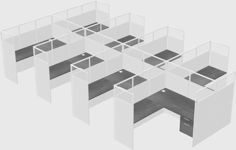 Shared l-shaped cubicle